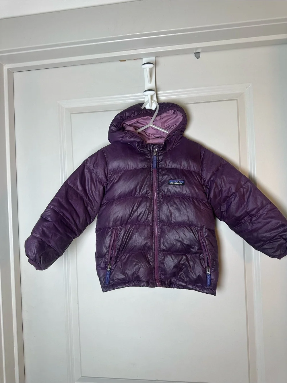 PATAGONIA Hi- Loft Down Filled Purple Hoodie Puffer Jacket, Size 3T